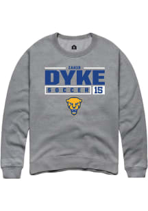 Zahir Dyke  Rally Pitt Panthers Mens Graphite NIL Stacked Box Long Sleeve Crew Sweatshirt