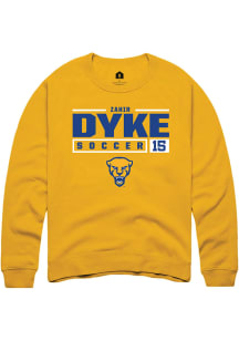 Zahir Dyke  Rally Pitt Panthers Mens Gold NIL Stacked Box Long Sleeve Crew Sweatshirt