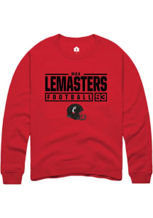 Max Lemasters  Rally Cincinnati Bearcats Mens Red NIL Stacked Box Long Sleeve Crew Sweatshirt