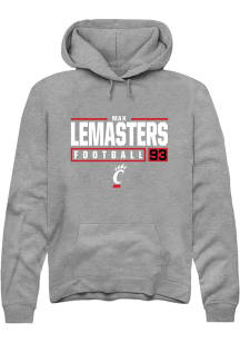 Max Lemasters  Rally Cincinnati Bearcats Mens Graphite NIL Stacked Box Long Sleeve Hoodie