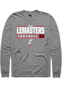 Max Lemasters  Cincinnati Bearcats Graphite Rally NIL Stacked Box Long Sleeve T Shirt