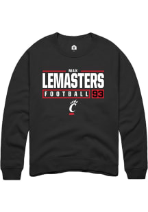Max Lemasters  Rally Cincinnati Bearcats Mens Black NIL Stacked Box Long Sleeve Crew Sweatshirt