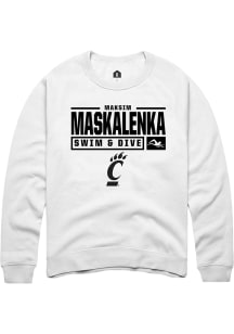 Maksim Maskalenka  Rally Cincinnati Bearcats Mens White NIL Stacked Box Long Sleeve Crew Sweatshir..