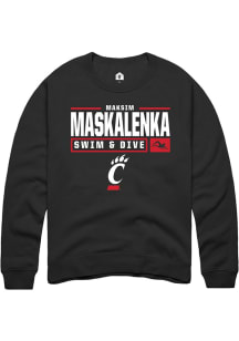 Maksim Maskalenka  Rally Cincinnati Bearcats Mens Black NIL Stacked Box Long Sleeve Crew Sweatshir..