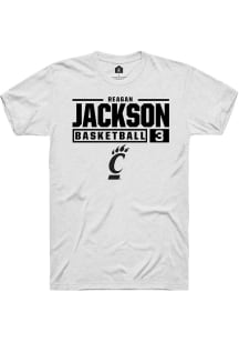 Reagan Jackson  Cincinnati Bearcats White Rally NIL Stacked Box Short Sleeve T Shirt