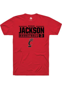 Reagan Jackson  Cincinnati Bearcats Red Rally NIL Stacked Box Short Sleeve T Shirt