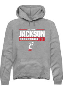 Reagan Jackson  Rally Cincinnati Bearcats Mens Graphite NIL Stacked Box Long Sleeve Hoodie