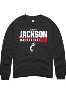 Reagan Jackson  Rally Cincinnati Bearcats Mens Black NIL Stacked Box Long Sleeve Crew Sweatshirt