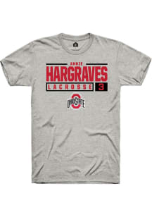 Annie Hargraves  Ohio State Buckeyes Ash Rally NIL Stacked Box Short Sleeve T Shirt
