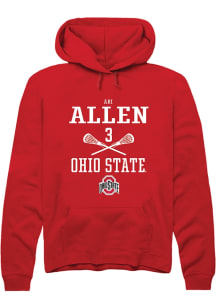 Ari Allen  Rally Ohio State Buckeyes Mens Red NIL Sport Icon Long Sleeve Hoodie