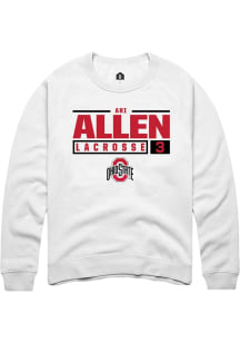 Ari Allen  Rally Ohio State Buckeyes Mens White NIL Stacked Box Long Sleeve Crew Sweatshirt