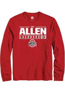 Ari Allen  Ohio State Buckeyes Red Rally NIL Stacked Box Long Sleeve T Shirt