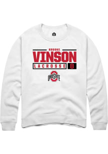 Brooke Vinson  Rally Ohio State Buckeyes Mens White NIL Stacked Box Long Sleeve Crew Sweatshirt