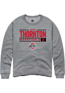 Bruce Thornton  Rally Ohio State Buckeyes Mens Graphite NIL Stacked Box Long Sleeve Crew Sweatshir..