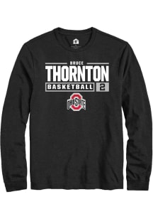 Bruce Thornton  Ohio State Buckeyes Black Rally NIL Stacked Box Long Sleeve T Shirt