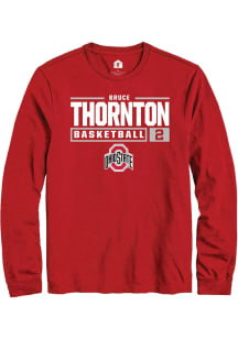 Bruce Thornton  Ohio State Buckeyes Red Rally NIL Stacked Box Long Sleeve T Shirt