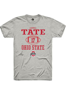 Carnell Tate  Ohio State Buckeyes Ash Rally NIL Sport Icon Short Sleeve T Shirt