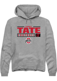 Carnell Tate  Rally Ohio State Buckeyes Mens Graphite NIL Stacked Box Long Sleeve Hoodie