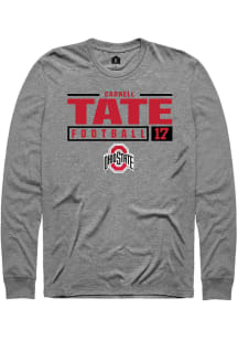 Carnell Tate  Ohio State Buckeyes Graphite Rally NIL Stacked Box Long Sleeve T Shirt