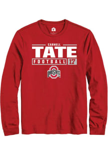 Carnell Tate  Ohio State Buckeyes Red Rally NIL Stacked Box Long Sleeve T Shirt