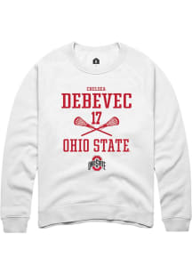 Chelsea Debevec  Rally Ohio State Buckeyes Mens White NIL Sport Icon Long Sleeve Crew Sweatshirt