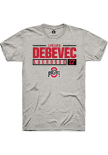 Chelsea Debevec  Ohio State Buckeyes Ash Rally NIL Stacked Box Short Sleeve T Shirt