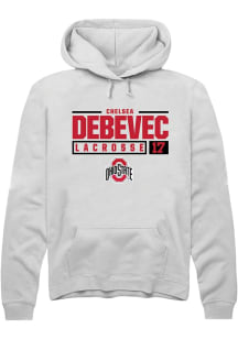 Chelsea Debevec  Rally Ohio State Buckeyes Mens White NIL Stacked Box Long Sleeve Hoodie