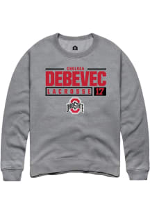 Chelsea Debevec  Rally Ohio State Buckeyes Mens Graphite NIL Stacked Box Long Sleeve Crew Sweatshi..