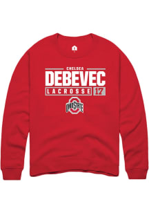 Chelsea Debevec  Rally Ohio State Buckeyes Mens Red NIL Stacked Box Long Sleeve Crew Sweatshirt
