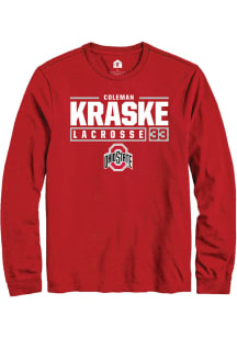 Coleman Kraske  Ohio State Buckeyes Red Rally NIL Stacked Box Long Sleeve T Shirt
