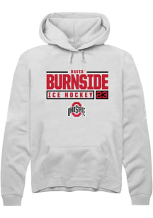 Davis Burnside  Rally Ohio State Buckeyes Mens White NIL Stacked Box Long Sleeve Hoodie