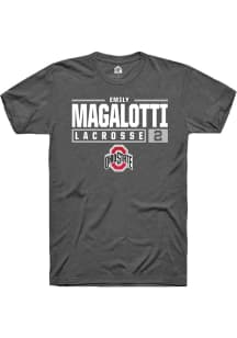 Emily Magalotti  Ohio State Buckeyes Dark Grey Rally NIL Stacked Box Short Sleeve T Shirt