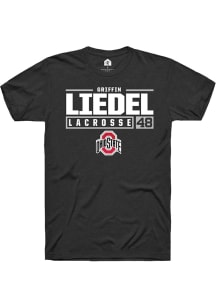 Griffin Liedel  Ohio State Buckeyes Black Rally NIL Stacked Box Short Sleeve T Shirt