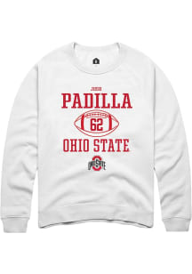 Josh Padilla  Rally Ohio State Buckeyes Mens White NIL Sport Icon Long Sleeve Crew Sweatshirt