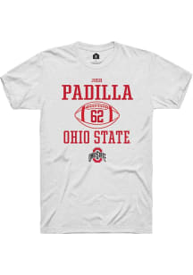 Josh Padilla  Ohio State Buckeyes White Rally NIL Sport Icon Short Sleeve T Shirt