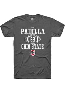Josh Padilla  Ohio State Buckeyes Dark Grey Rally NIL Sport Icon Short Sleeve T Shirt