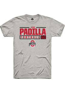 Josh Padilla  Ohio State Buckeyes Ash Rally NIL Stacked Box Short Sleeve T Shirt