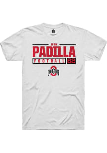 Josh Padilla  Ohio State Buckeyes White Rally NIL Stacked Box Short Sleeve T Shirt