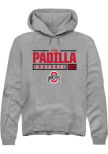 Josh Padilla  Rally Ohio State Buckeyes Mens Graphite NIL Stacked Box Long Sleeve Hoodie