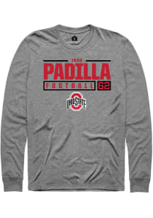 Josh Padilla  Ohio State Buckeyes Graphite Rally NIL Stacked Box Long Sleeve T Shirt