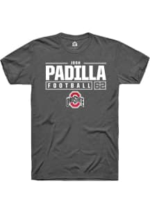 Josh Padilla  Ohio State Buckeyes Dark Grey Rally NIL Stacked Box Short Sleeve T Shirt