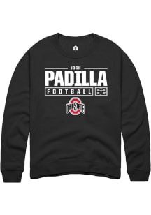 Josh Padilla  Rally Ohio State Buckeyes Mens Black NIL Stacked Box Long Sleeve Crew Sweatshirt