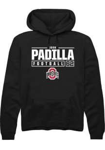 Josh Padilla  Rally Ohio State Buckeyes Mens Black NIL Stacked Box Long Sleeve Hoodie
