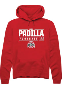 Josh Padilla  Rally Ohio State Buckeyes Mens Red NIL Stacked Box Long Sleeve Hoodie