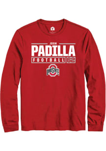 Josh Padilla  Ohio State Buckeyes Red Rally NIL Stacked Box Long Sleeve T Shirt