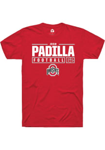Josh Padilla  Ohio State Buckeyes Red Rally NIL Stacked Box Short Sleeve T Shirt