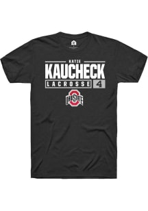Katie Kaucheck  Ohio State Buckeyes Black Rally NIL Stacked Box Short Sleeve T Shirt