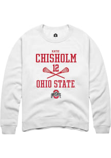 Katie Chisholm  Rally Ohio State Buckeyes Mens White NIL Sport Icon Long Sleeve Crew Sweatshirt