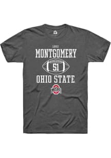 Luke Montgomery  Ohio State Buckeyes Dark Grey Rally NIL Sport Icon Short Sleeve T Shirt