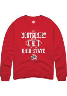 Luke Montgomery  Rally Ohio State Buckeyes Mens Red NIL Sport Icon Long Sleeve Crew Sweatshirt